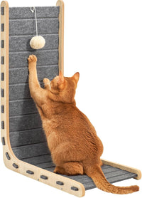 Grey Nxwjoy L-shaped felt cat scratcher for indoor cats, 30x42x68cm