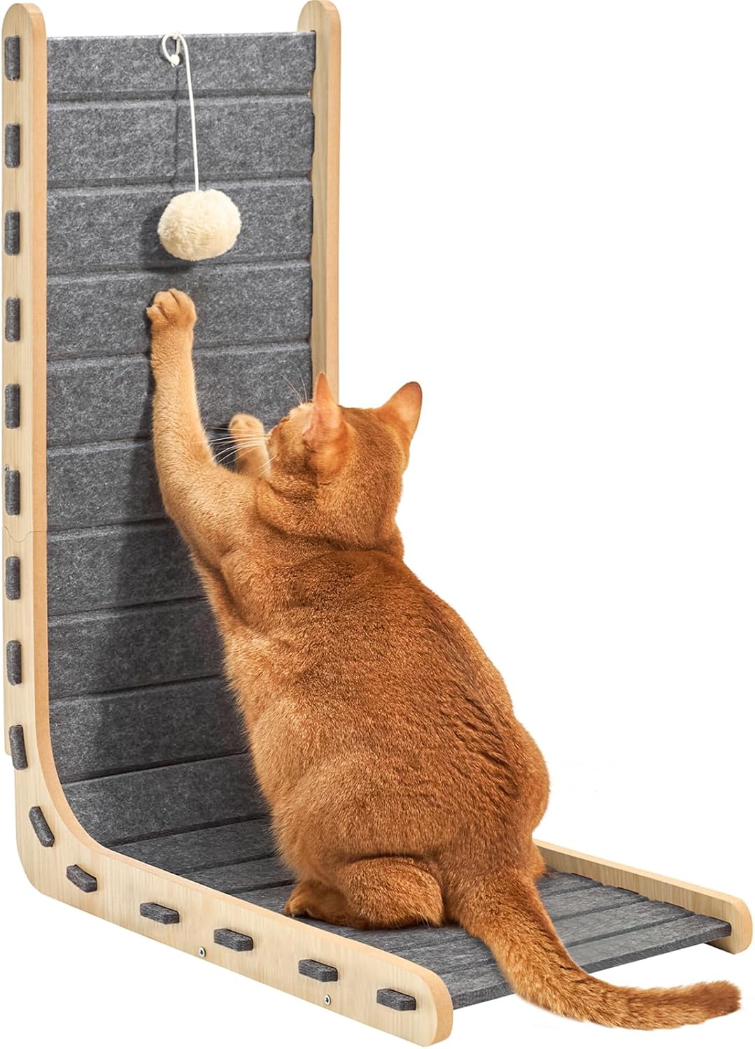 Grey Nxwjoy L-shaped felt cat scratcher for indoor cats, 30x42x68cm