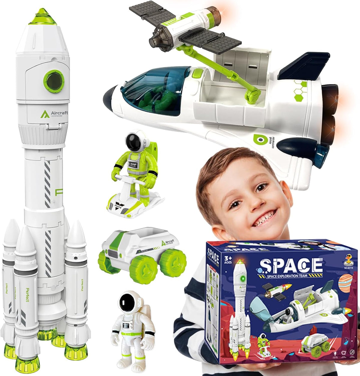 COOLDUCK 4 in 1 space shuttle toy set with rover, station, capsule and astronauts - view 2