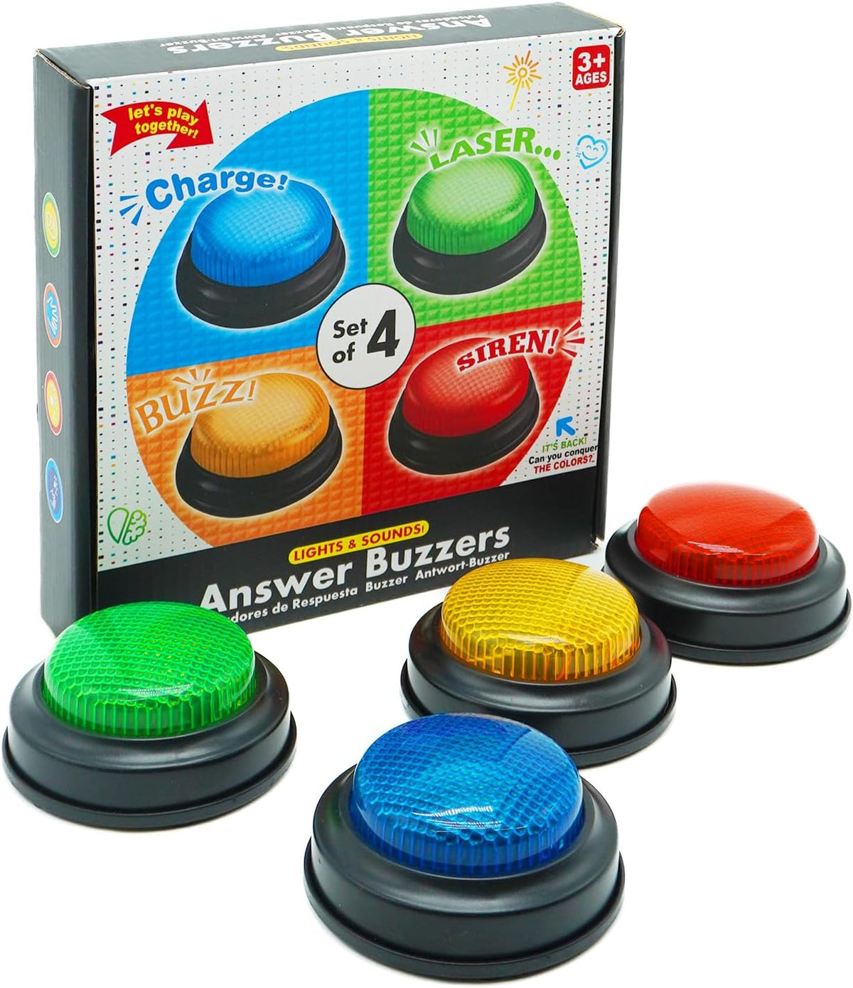 Gelabur Set of 4 Buzzers for Trivia Games - Small