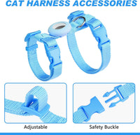 Cat Harness and Leash Set with Airtag Holder for Walking & Travelling - Blue - image 4