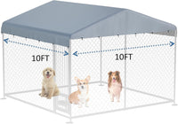 5x10 FT Dog Kennel Cover 900D Waterproof UV Outdoor Roof Replacement - Gray / 10'L x 10'W - image 3