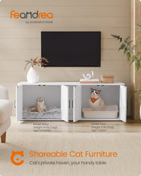 Feandrea Double Cat Litter Box Enclosure for 2 Cats, Front Entry – Essentials for Cats - Cloud White / XXL (59"L x 19"W x 19.5"H) - image 2