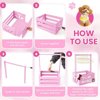 Wooden Dog Closet, Pet Wardrobe with Hanging Rod for Small Dog - Pink - image 3