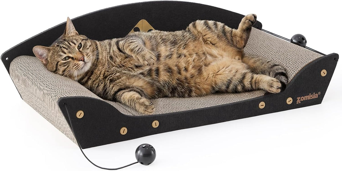 26'' Cardboard Cat Scratcher Bed for Indoor Cats, 1PC, Brown – Essentials for Cats - 1PC-Black