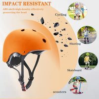 FOOKCIAN Kids Helmet,Toddler Skateboard Helmets for Ages 2-3-5-8-14 Years Boys Girls with Knee - Orange / Small: 18.9"-21.3" / 3-8 year - image 3