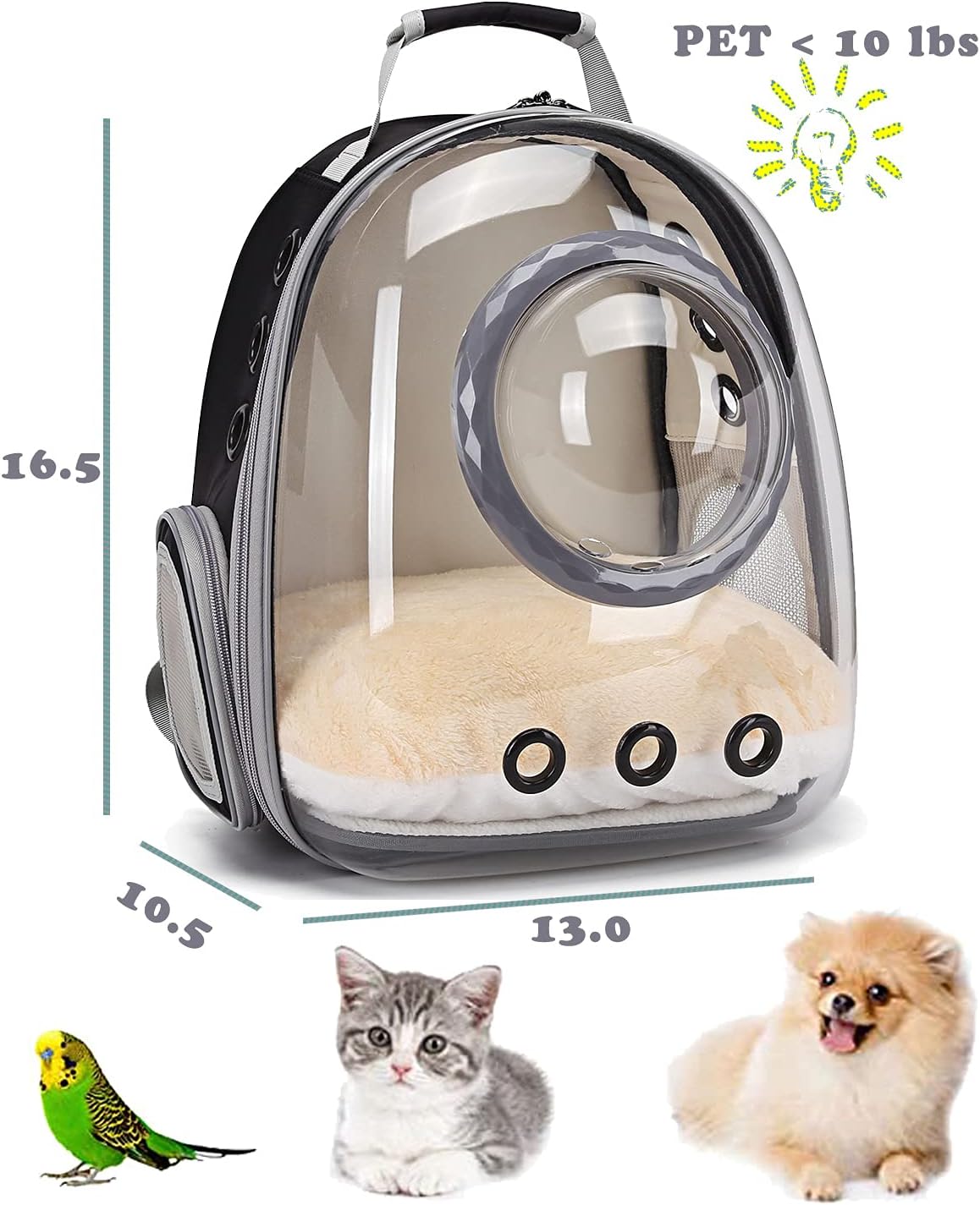 Bubble Cat Carrier Backpack - Black / Backpack - image 2