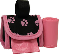 FiveStarPet Purse Style Dispenser with 2 Rolls Made in USA Easy Open - Pink Paw
