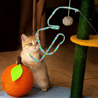 Cat Wand Toys Interactive Kitten Toys Cat Teaser Wand String Feather for Indoor Colorful Ribbon Wands Stick Toy Cat Charmer-3 Packs