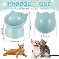 Hsei 6 Pcs Raised Cat Bowls Tilted Anti Vomit Pet Feeder - image 3