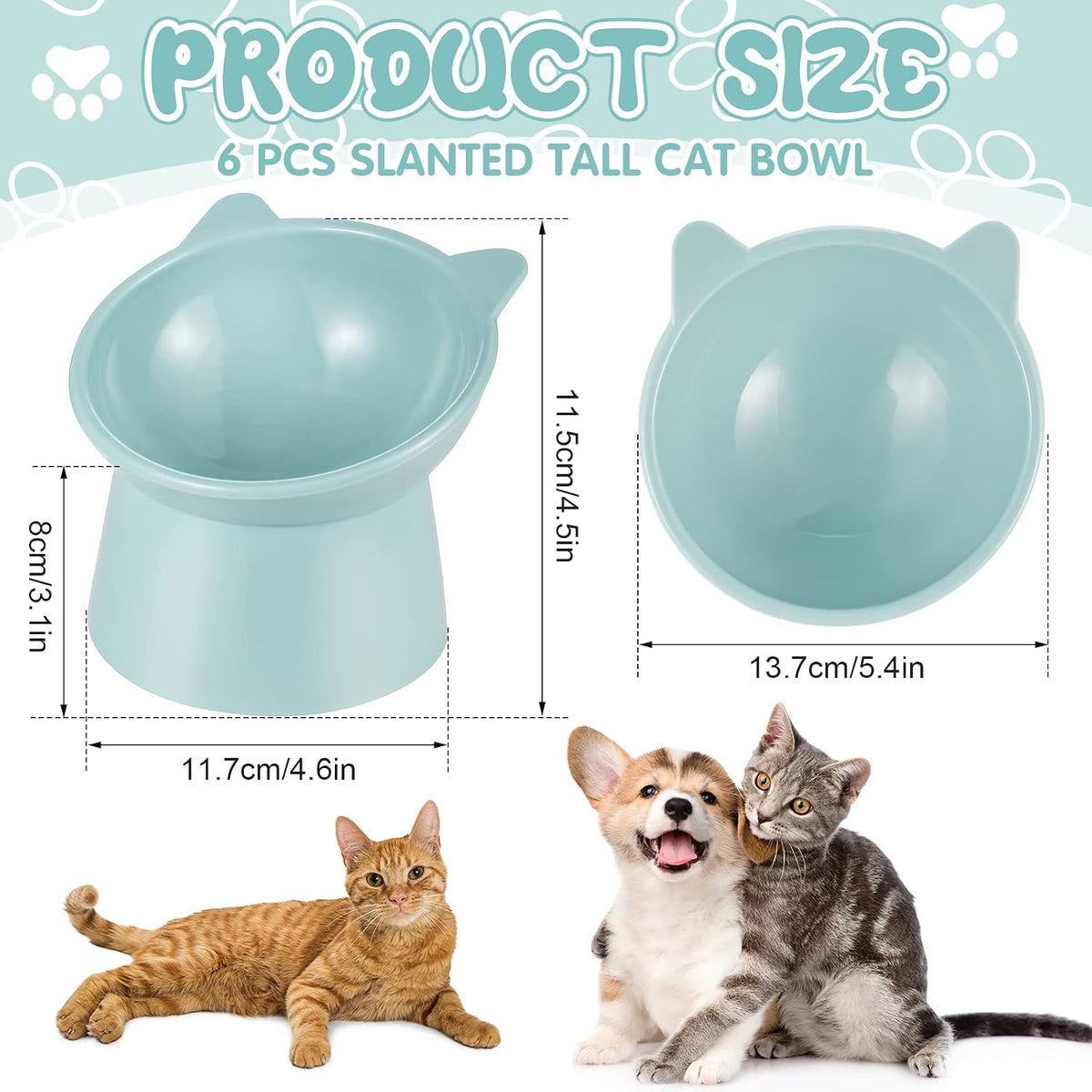 Hsei 6 Pcs Raised Cat Bowls Tilted Anti Vomit Pet Feeder - image 3