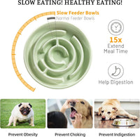 Ceramic Slow Feeder Dog Bowl - Green - image 4