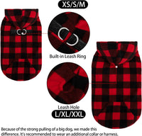 Fleece Dog Hoodie with Pouch, Green S – Essentials for Dogs - Medium / Buffalo Check - image 3