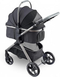 Pet Stroller for Small Medium Dogs, Cat Carriage Travel System Four Wheel Dog Stroller with Carrier, Zipperless Entry/Cup Holder/Storage Basket