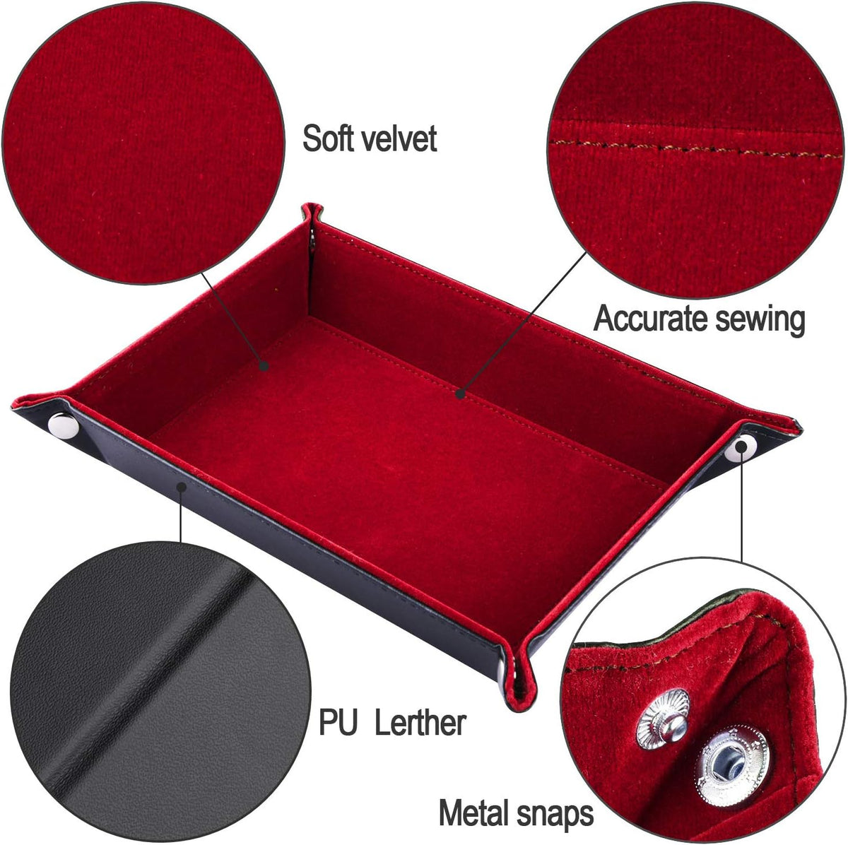 SIQUK Double Sided Dice Tray Folding Rectangle Dice Holder – Fun for Kids & Family - Burgundy - image 2