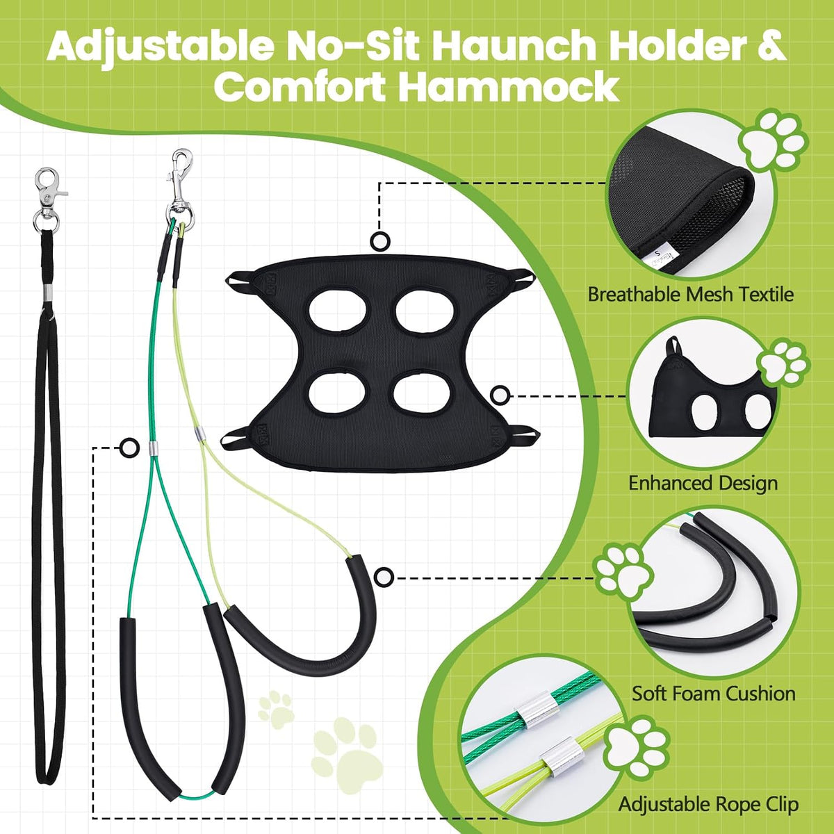 Dog Grooming Table Arm, 35-Inch Adjustable Clamp with Hammock – Essentials for Dogs - image 3