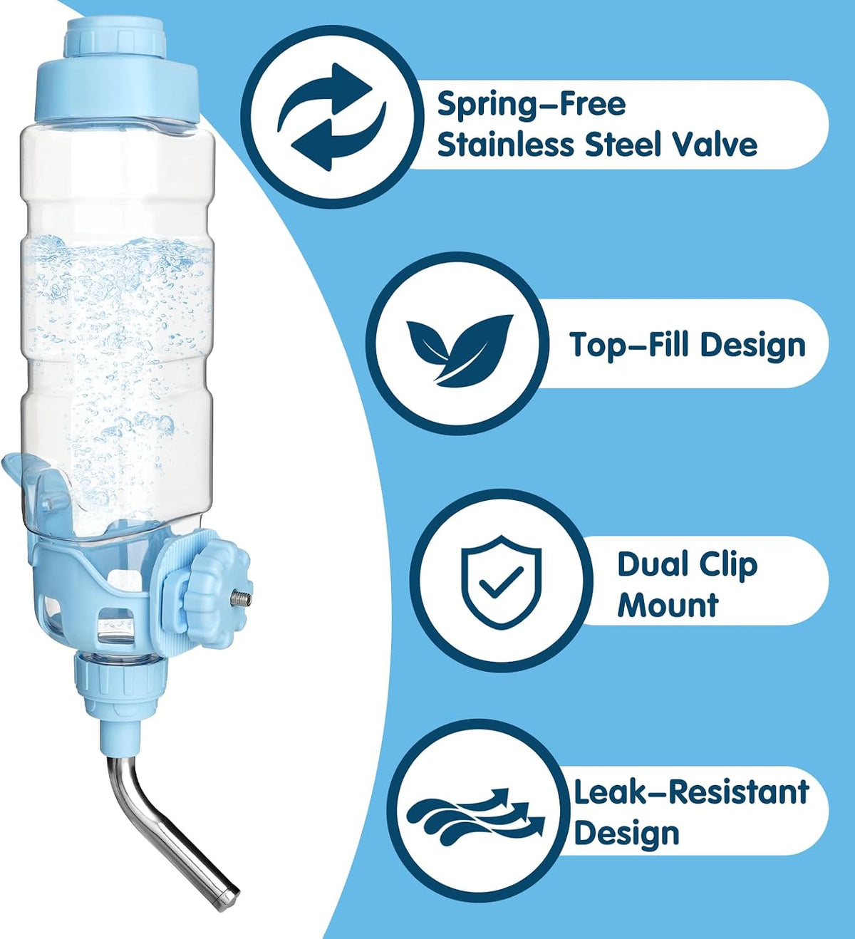 Vannon Water Bottle for Small Animals - 15oz / Blue - image 3