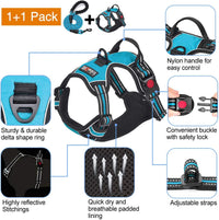 tobeDRI No Pull Dog Harness Adjustable Reflective Oxford Easy Control - Blue / Large - image 3