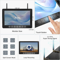 Fookoo 1080P 9" Magnetic Wireless Backup Camera, HD 9" IPS Monitor, Rechargeable 2 Side View 1 Rear View Cameras,1 Min Easy Install, Long Battery Life No Drilling IR Light for Trailer RV Truck DCX903
