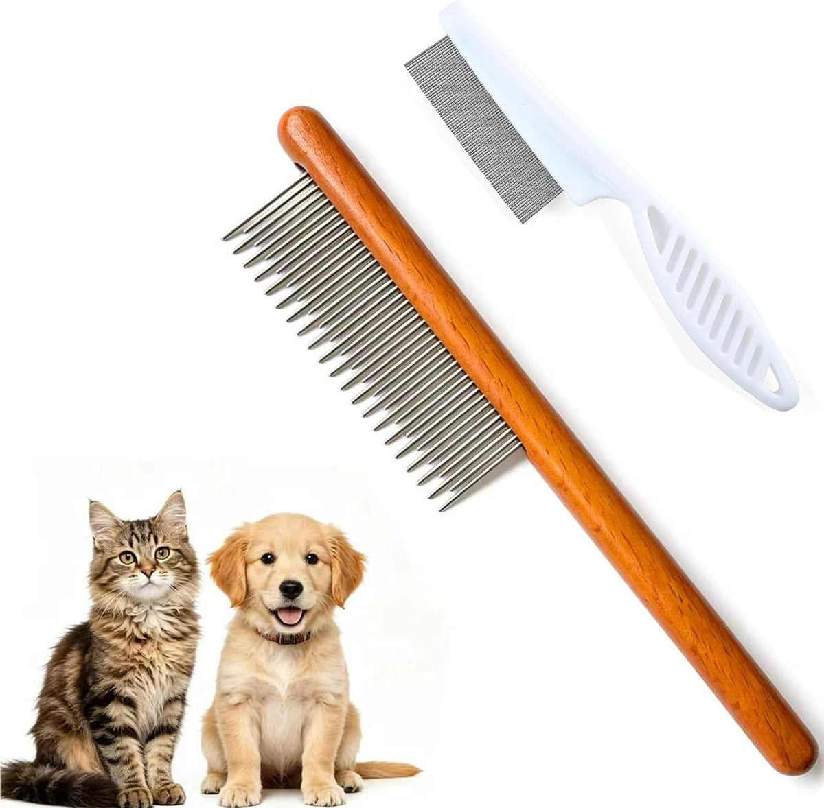 Cat comb, dog comb, Solid Wood Pet Comb Grooming Tool for Cats