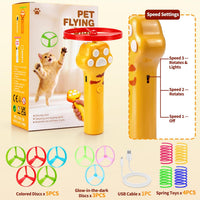 Cat Toy Disc Launcher, Rechargeable Interactive Cat Fetch Toy Launcher with 8 Flying Discs, Flying - Yellow - image 4