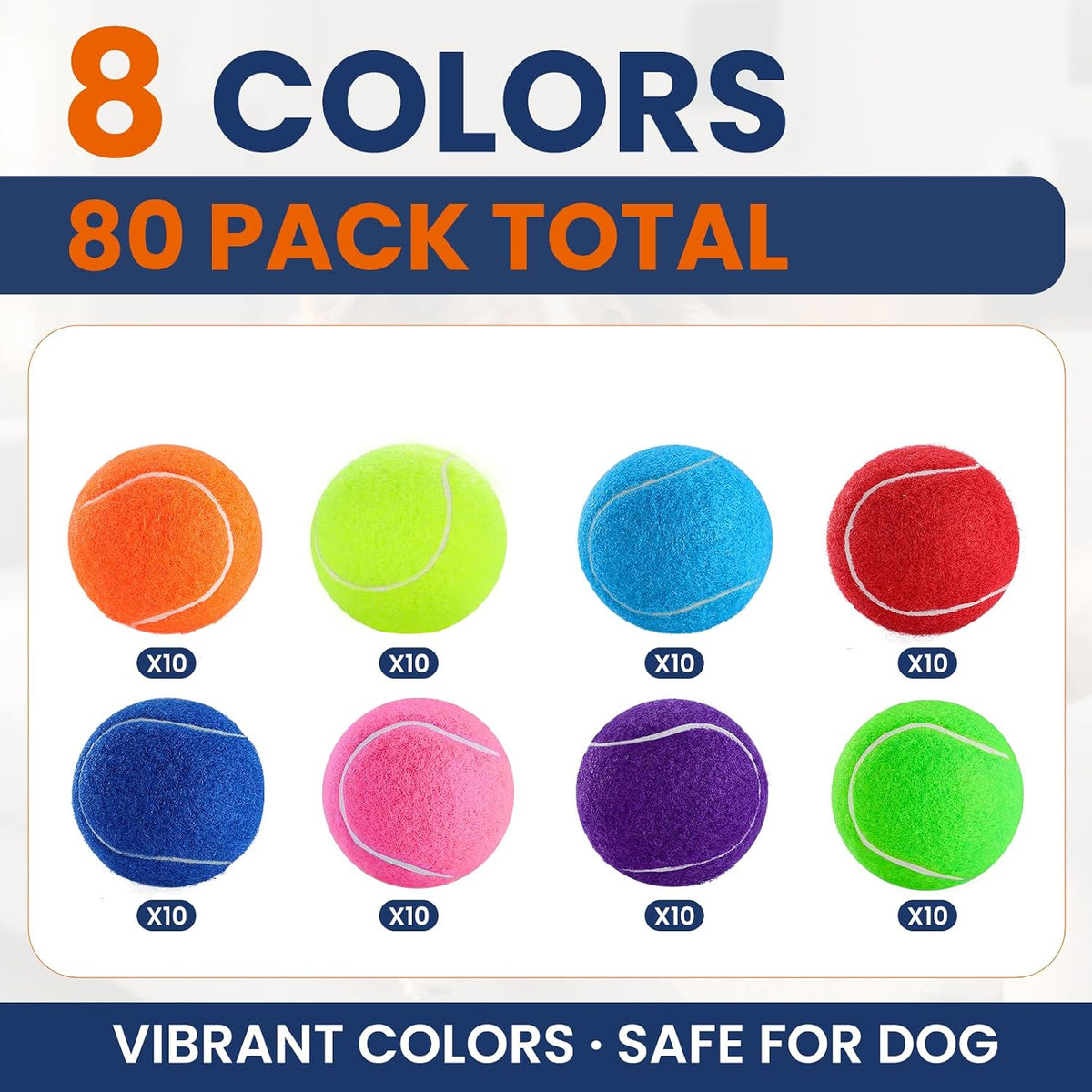 Colorful Tennis Balls for Dogs, Non Squeaky - Small-2in / 80P - image 2