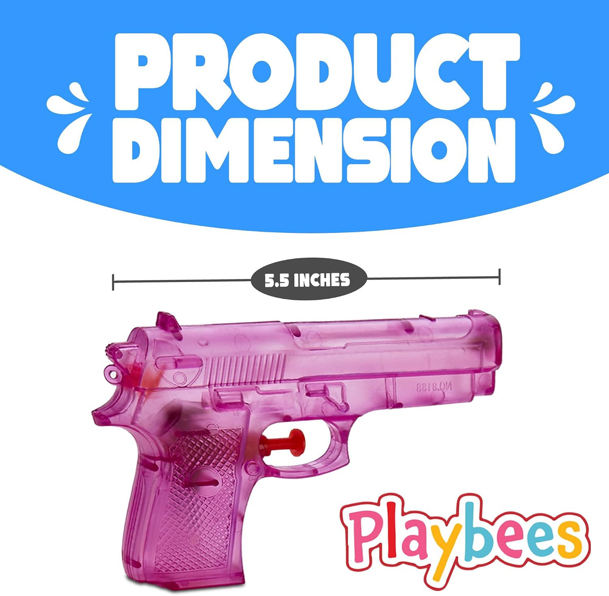 Playbees 12 pack of 6 inch clear water guns for kids in six colors - view 3