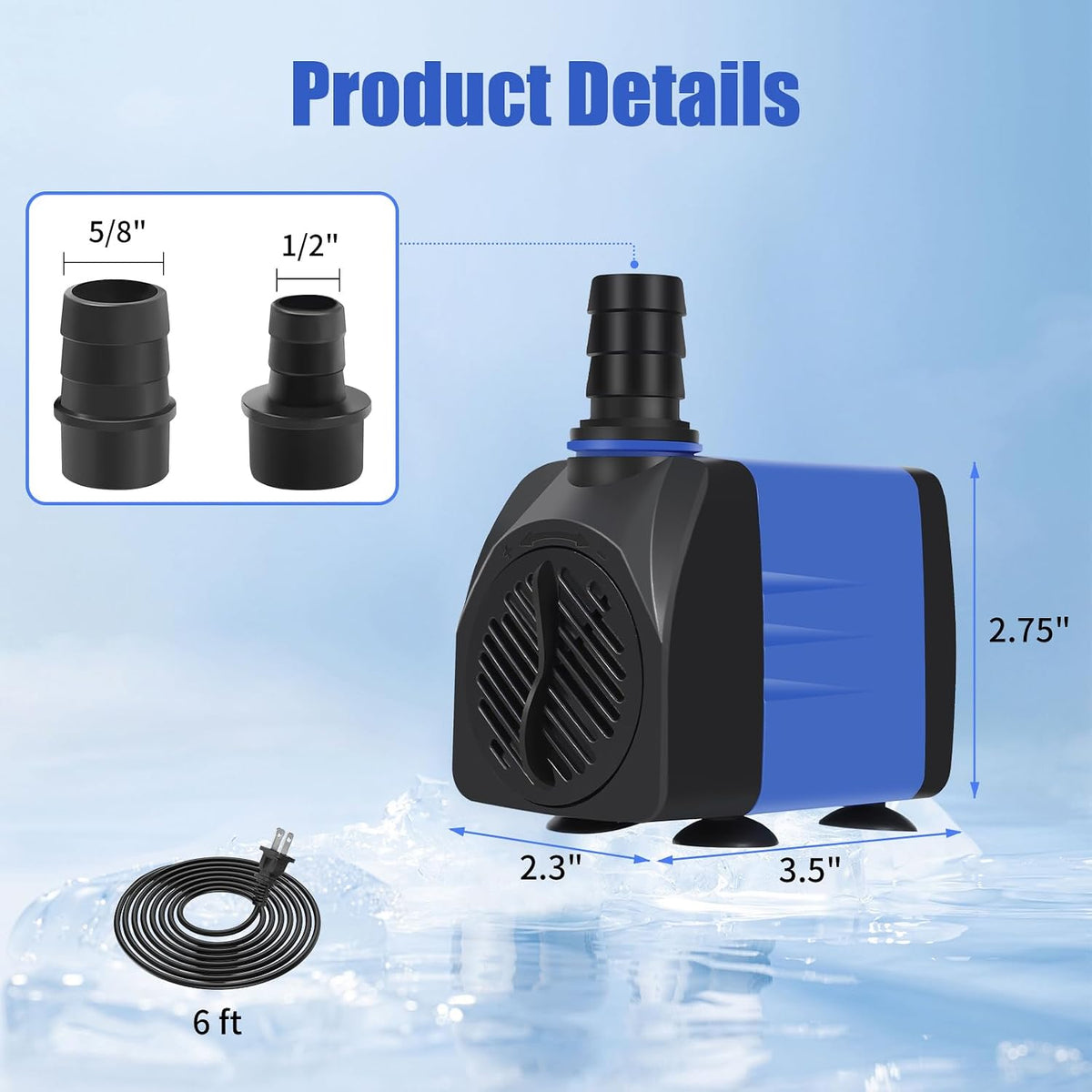 AQUANEAT Small Fountain Pump - 480 GPH - image 2