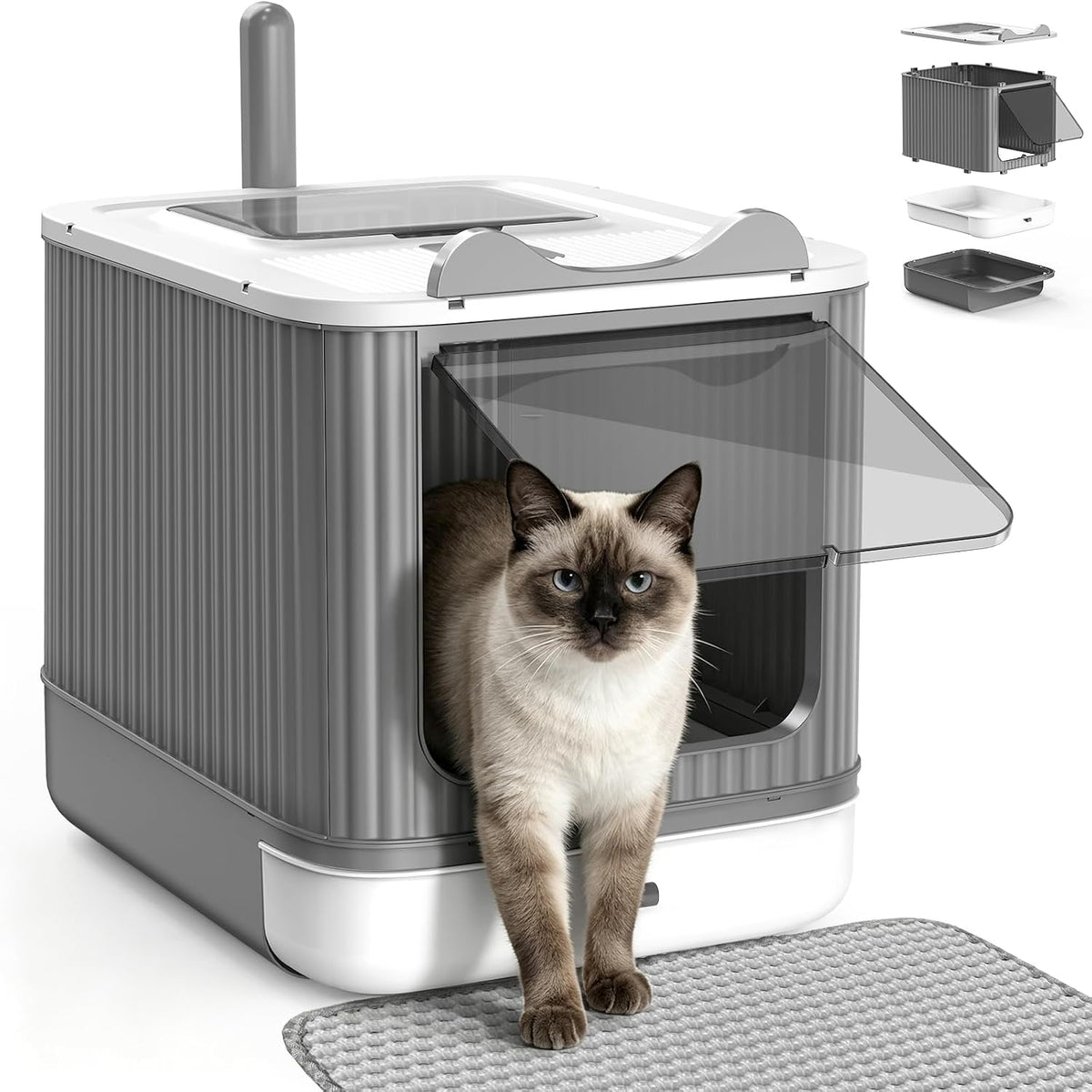 LCZLBRRD Covered Cat Litter Box with Lid for Kitten to Medium