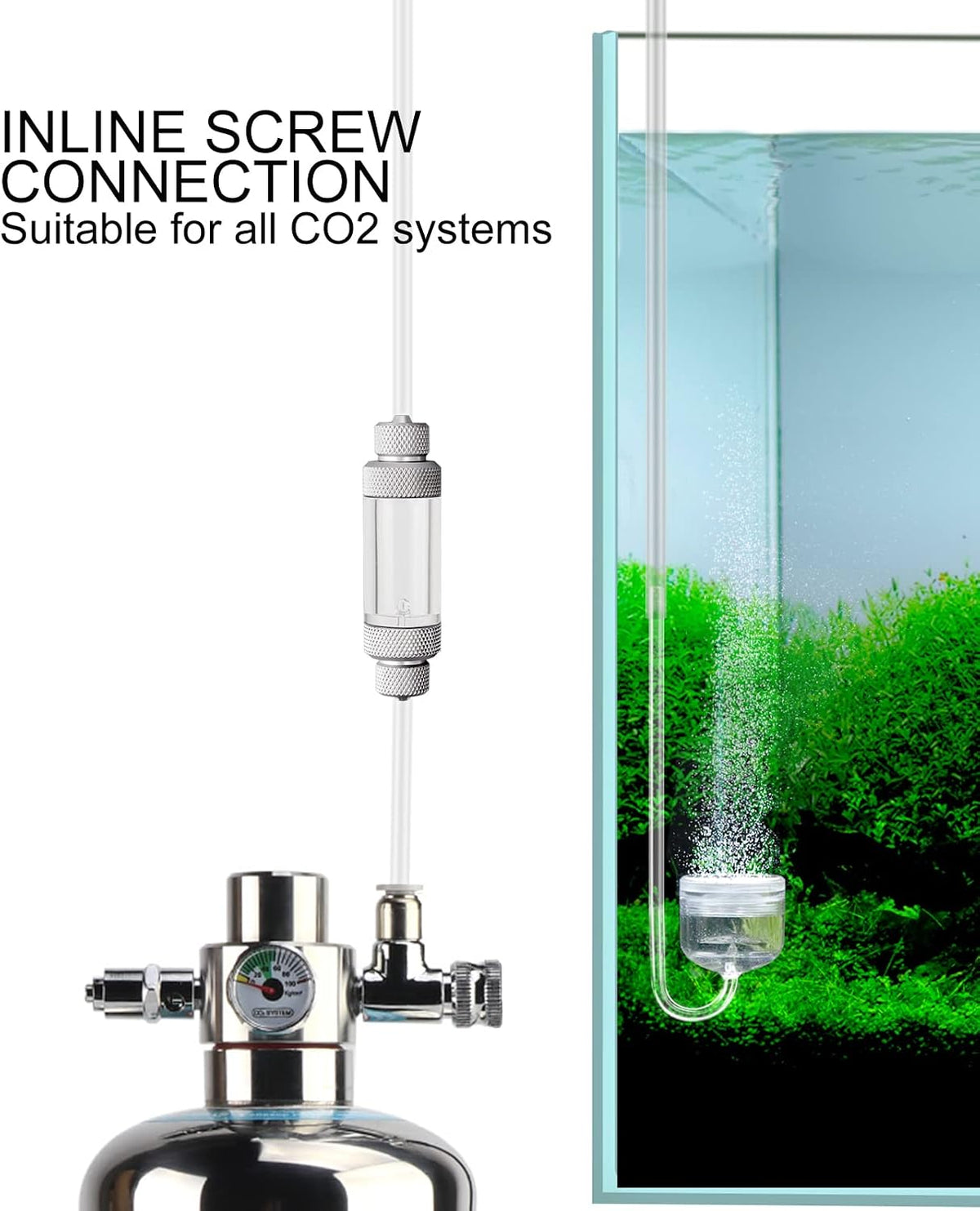 Aquarium CO2 Bubble Counter with Built-in Check Valve for CO2 - double-head - image 2