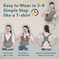Supet Dog Sling Carrier for Small Pet - Grey / Regular - image 3