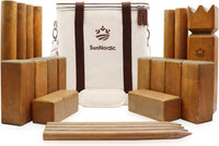 SunNordic rubber wood Kubb yard game set with king, blocks, batons and canvas carry bag - view 2