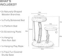 MAU Modern Cat Tower - Wooden Cat Scratching Tree & Condo - Luxury Collection - Cat Lovers Gift
