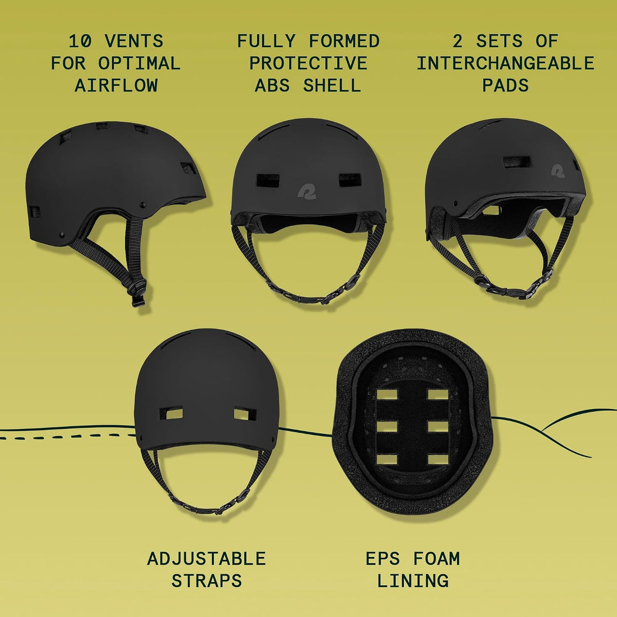 Retrospec Dakota Protective Bike Helmet, Skateboard, Scooter - Matte Black / Large - image 2