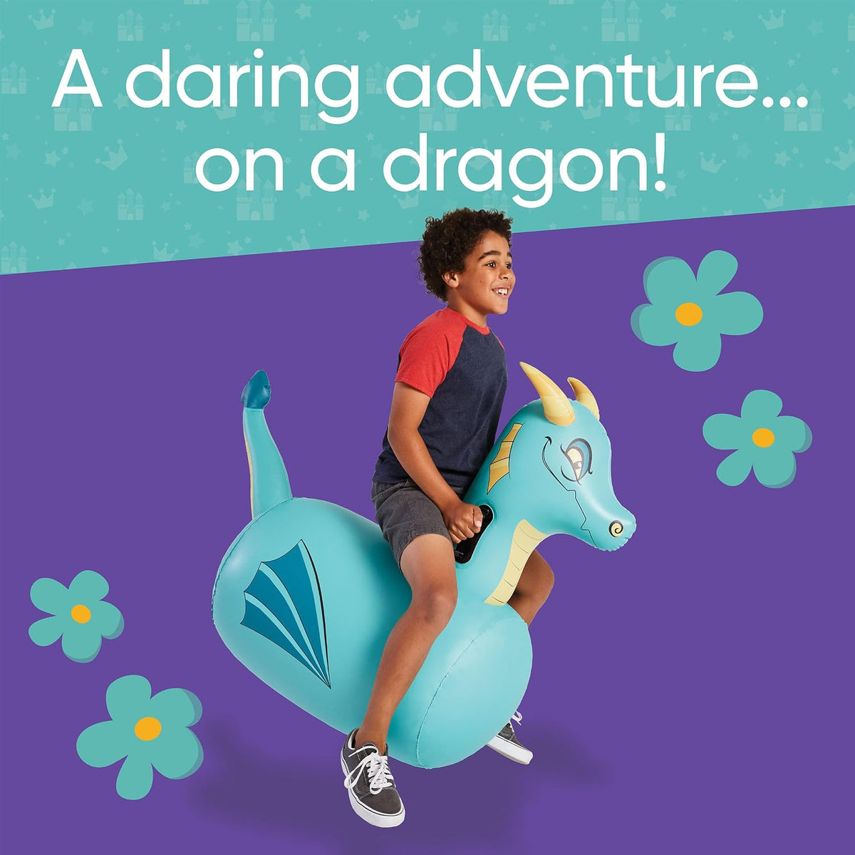 Hearthsong Hop N Go Inflatable Unicorn Riding Bouncy Hopping Toys - Dragon / 1 Pack - image 4