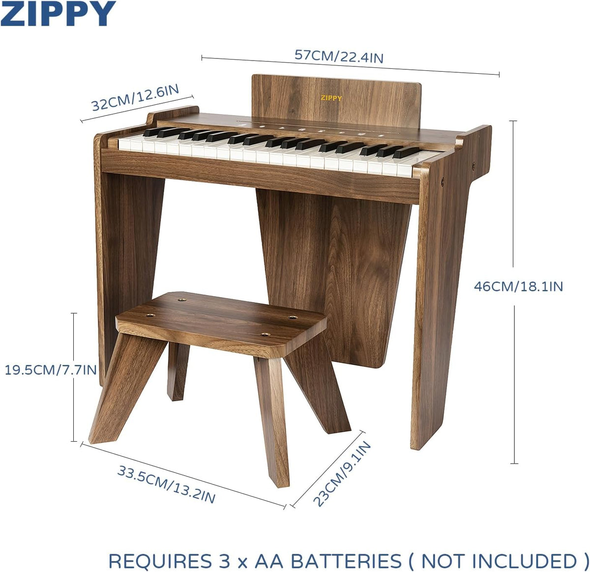 Kids Piano Keyboard, 37 Keys Digital Piano for Kids - Walnut Plus - image 3