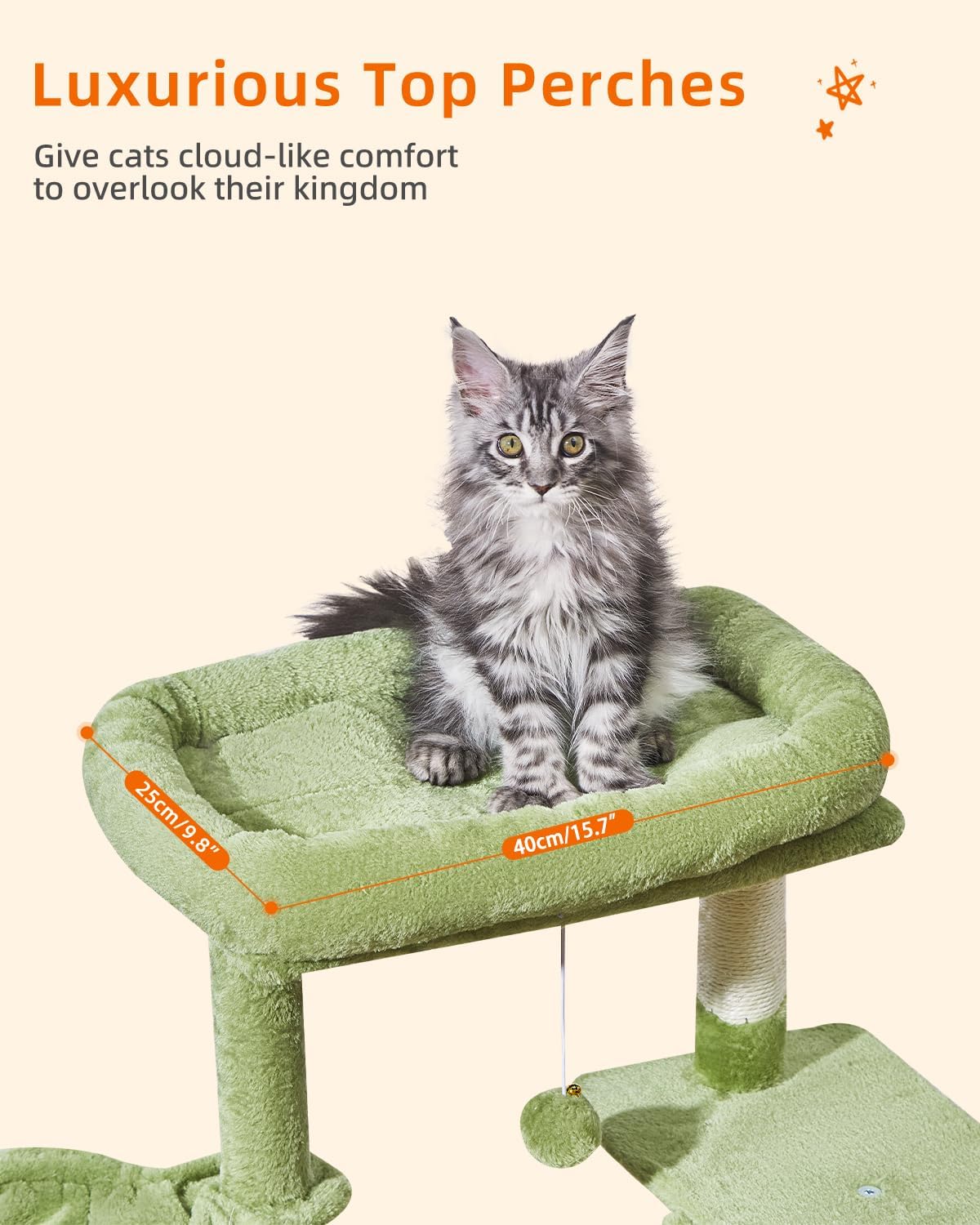 Taoqimiao Cat Tree, Suitable for Kittens - Green / 38.5 Inches - image 3