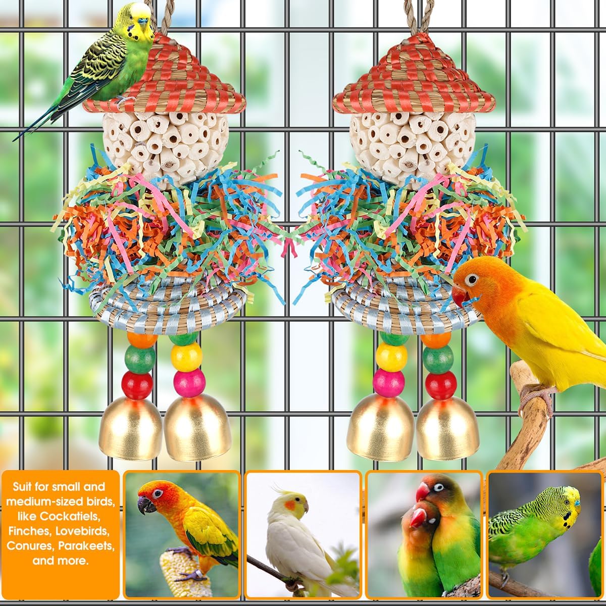 Bird Toys, Cockatiel, Conure, Love Birds, Parakeets - Medium D - image 2