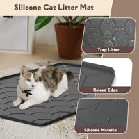 Silicone Cat Litter Mat 34×22 inch, Easy to Clean, Gray – Daily Care for Cats - 34" X 22" / Black - image 3