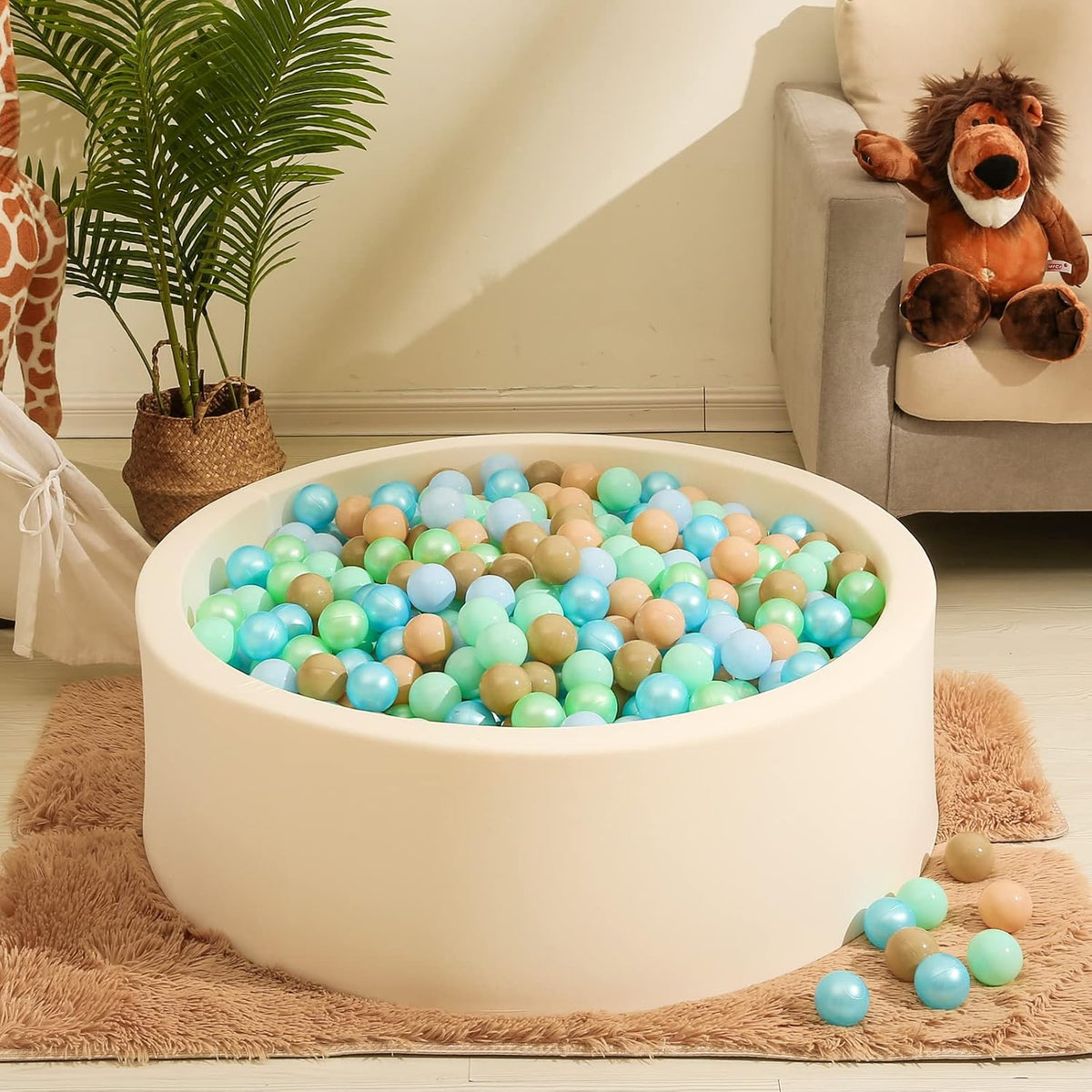 Realhaha Ball Pit Balls Baby Plastic Playpen Playball 2.15″ - Green Blue / 50 balls - image 3