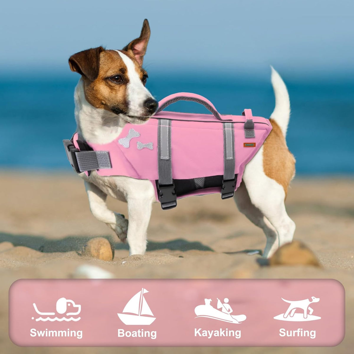 EMUST Dog Life Jacket, Waterproof, Breathable - Medium / Sakura Pink - image 4