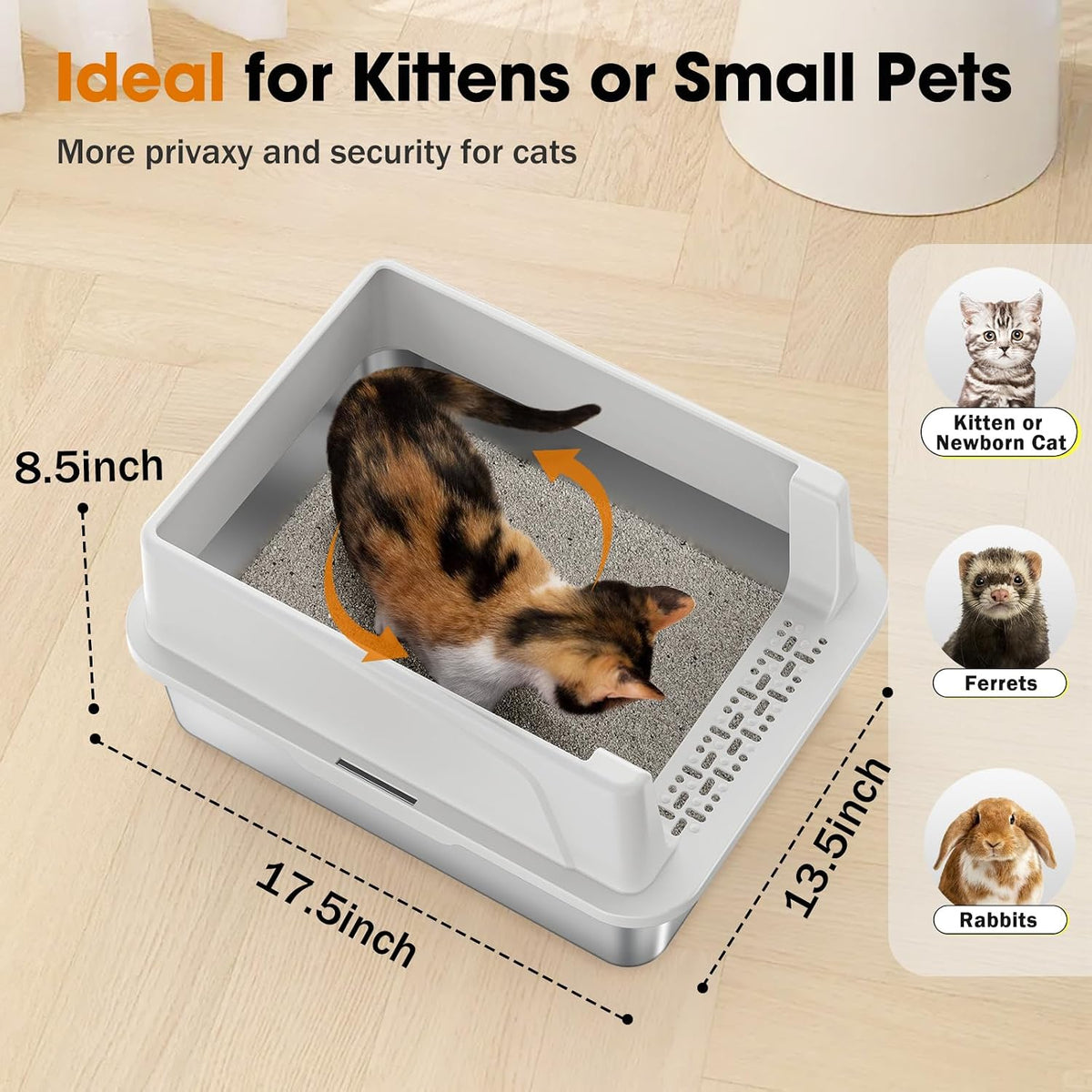 2PACK Stainless Steel Litter Box - Silver Grey / M - image 4