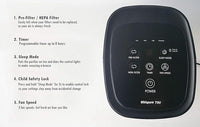 Whirlpool, WPT80B Whispure True HEPA Air Purifier, Activated Carbon Advanced Anti-Bacteria, Ideal for Allergies, Odors, Pet Dander, Mold, Smoke, Wildfire, and Germs, Large, Black