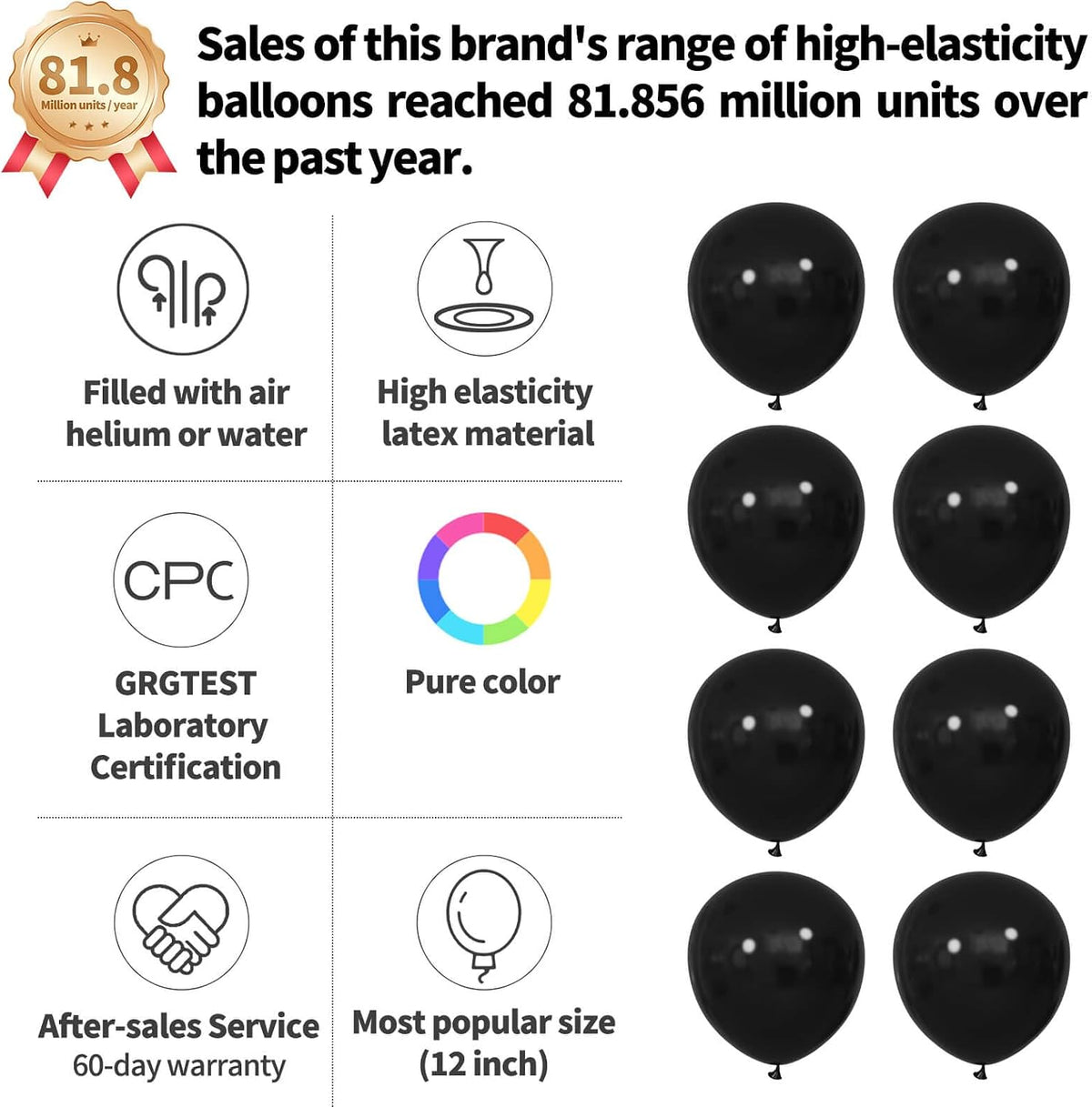 110pcs Black Balloon 12 inch - 12inch(normal) / A36-black - image 2