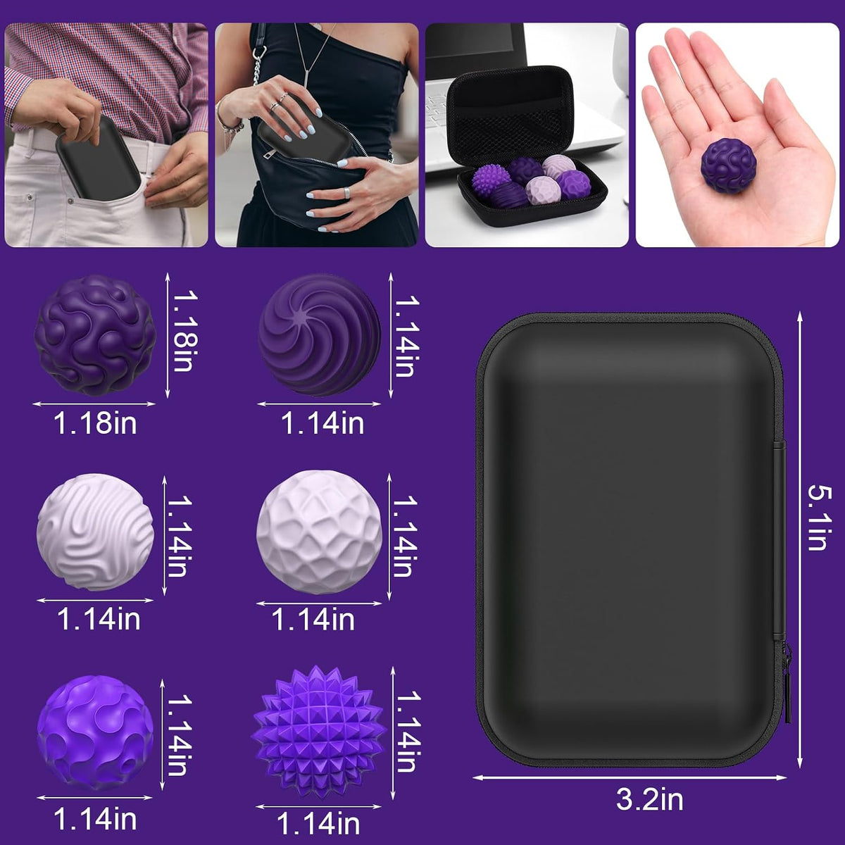 BUSOHA Silicone Magnetic Fidget Balls - Dark Purple+light Purple / 1.2 Inch - image 2