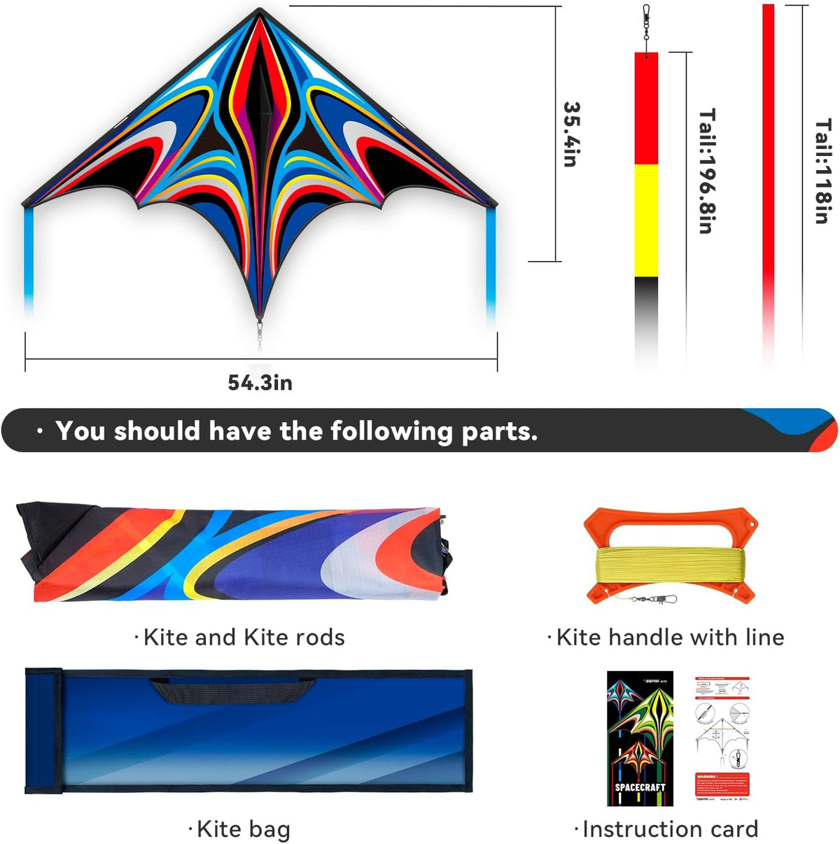 Kite, Large Delta Kites for Kids and Adults - Dark Blue - image 2