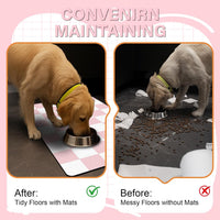 Cat Food Mat, 12"x 20" Cat Dog Mats for Food and Water Bowl - 16"L x 24"W / Pink & White - image 4