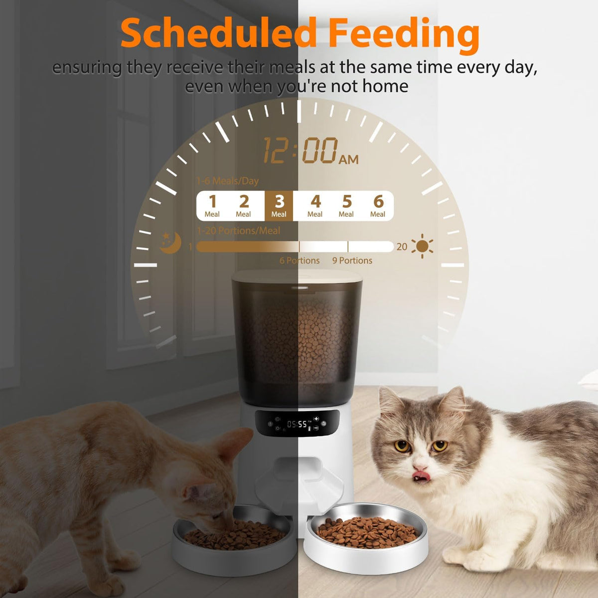 Automatic Cat Feeders for Two Cats - White / Manual - image 3
