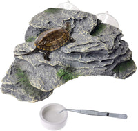 PINVNBY Basking Platform for Turtles Tortoise Dock Resin Resting Rock - 【L:7.1”Lx6.3”Wx2.7”H】 / 【Bronze】