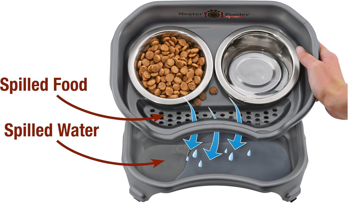 Neater Feeder Express Mess Proof Dog Bowls Elevated for Small Breeds - Small w/ Standard Bowls / Gunmetal Grey - image 3
